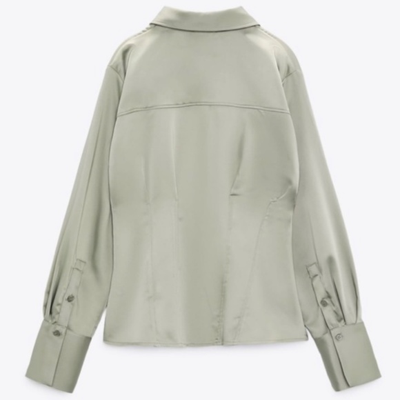 NWT Zara Fitted Satin Tailored Shirt - Picture 2 of 6